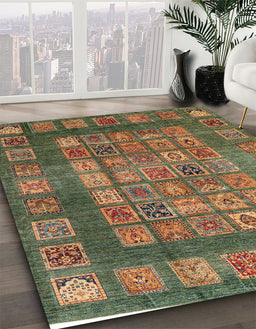 Machine Washable Abstract Brass Green Rug in a Family Room, wshabs4154