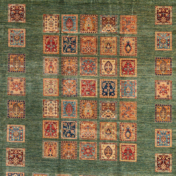 Machine Washable Abstract Brass Green Rug, wshabs4154