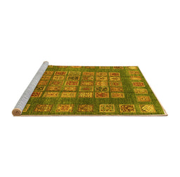 Sideview of Machine Washable Abstract Yellow Modern Rug, wshabs4154yw