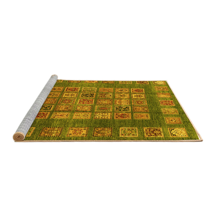 Sideview of Machine Washable Abstract Yellow Modern Rug, wshabs4154yw