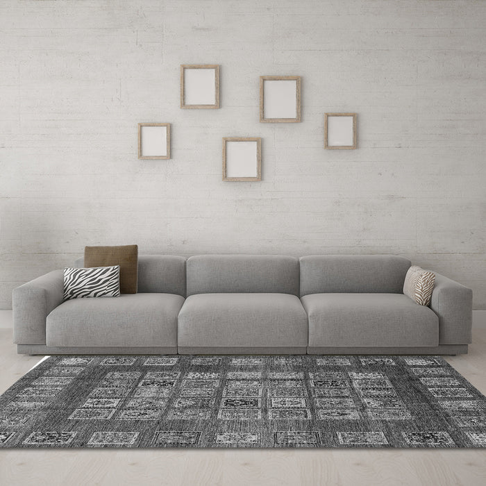 Machine Washable Abstract Gray Modern Rug in a Living Room,, wshabs4154gry