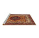 Sideview of Machine Washable Abstract Saffron Red Rug, wshabs4155