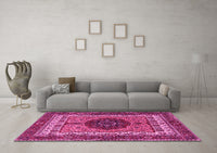 Machine Washable Abstract Pink Modern Rug, wshabs4155pnk