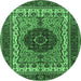 Round Abstract Emerald Green Modern Rug, abs4155emgrn