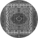 Round Machine Washable Abstract Gray Modern Rug, wshabs4155gry