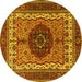 Round Machine Washable Abstract Yellow Modern Rug, wshabs4155yw