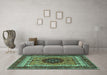 Machine Washable Abstract Turquoise Modern Area Rugs in a Living Room,, wshabs4155turq