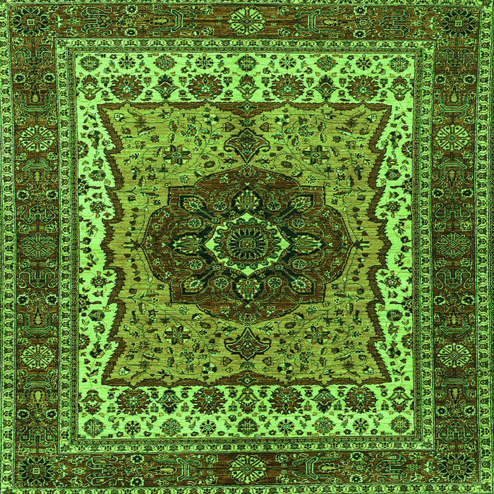 Square Machine Washable Abstract Green Modern Area Rugs, wshabs4155grn