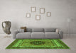 Machine Washable Abstract Green Modern Area Rugs in a Living Room,, wshabs4155grn