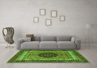 Machine Washable Abstract Green Modern Rug, wshabs4155grn