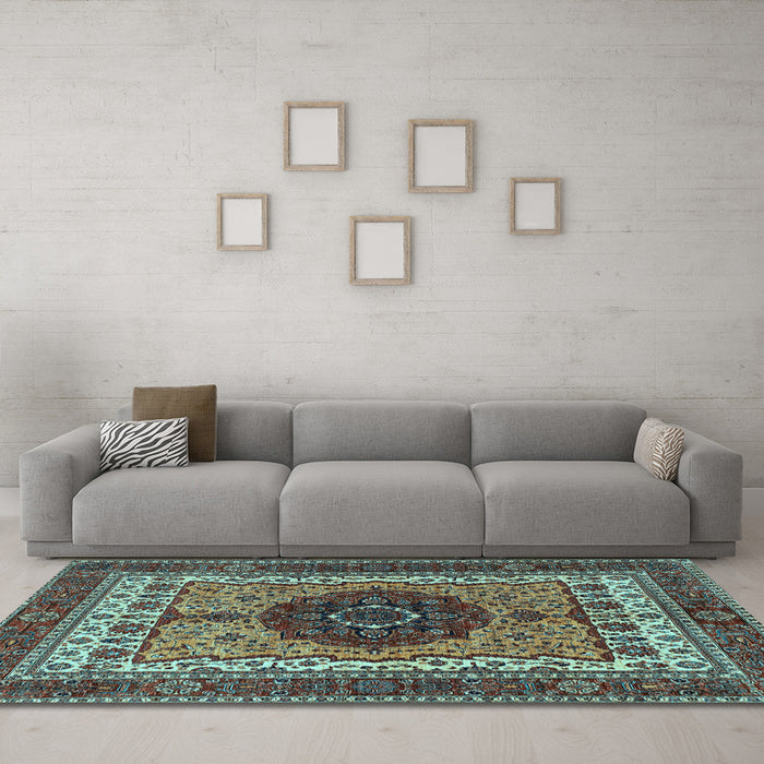Machine Washable Abstract Light Blue Modern Rug in a Living Room, wshabs4155lblu