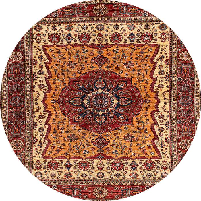 Round Machine Washable Abstract Saffron Red Rug, wshabs4155