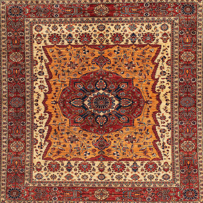 Square Machine Washable Abstract Saffron Red Rug, wshabs4155