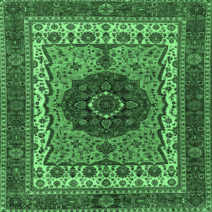 Square Abstract Emerald Green Modern Rug, abs4155emgrn