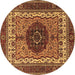 Round Abstract Brown Modern Rug, abs4155brn