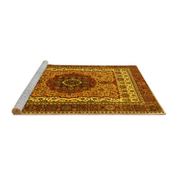Sideview of Machine Washable Abstract Yellow Modern Rug, wshabs4155yw