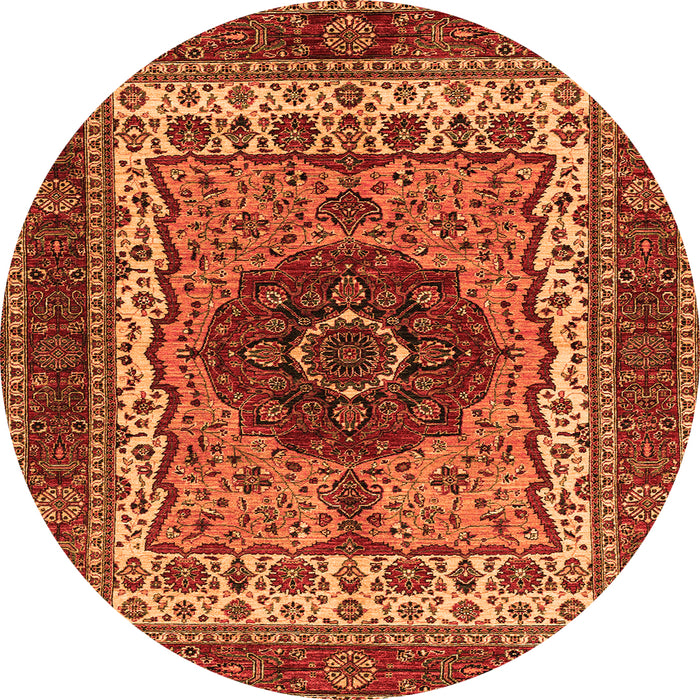 Round Machine Washable Abstract Orange Modern Area Rugs, wshabs4155org