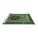 Sideview of Machine Washable Abstract Turquoise Modern Area Rugs, wshabs4155turq