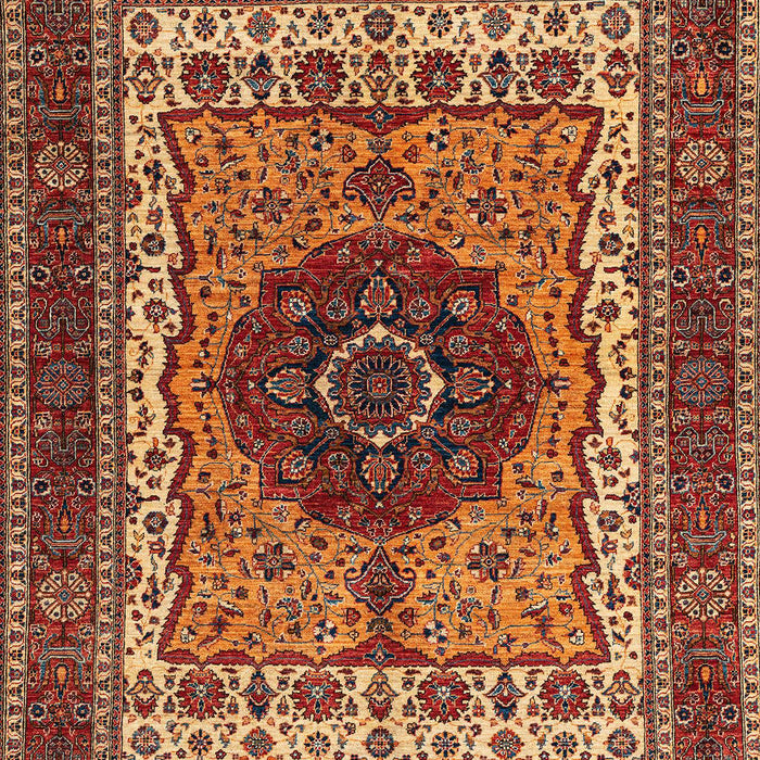 Machine Washable Abstract Saffron Red Rug, wshabs4155