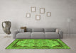 Machine Washable Abstract Green Modern Area Rugs in a Living Room,, wshabs4156grn