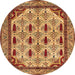 Round Abstract Orange Modern Rug, abs4156