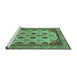 Sideview of Machine Washable Abstract Turquoise Modern Area Rugs, wshabs4156turq