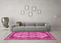 Machine Washable Abstract Pink Modern Rug, wshabs4156pnk