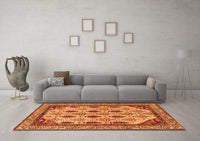 Machine Washable Abstract Orange Modern Rug, wshabs4156org