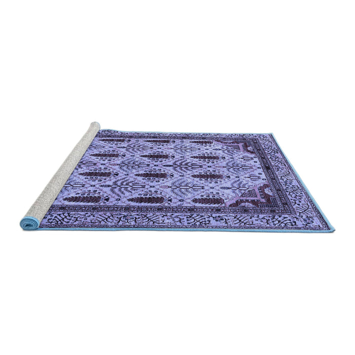 Sideview of Machine Washable Abstract Blue Modern Rug, wshabs4156blu