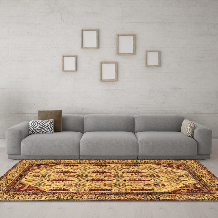 Machine Washable Abstract Brown Modern Rug in a Living Room,, wshabs4156brn