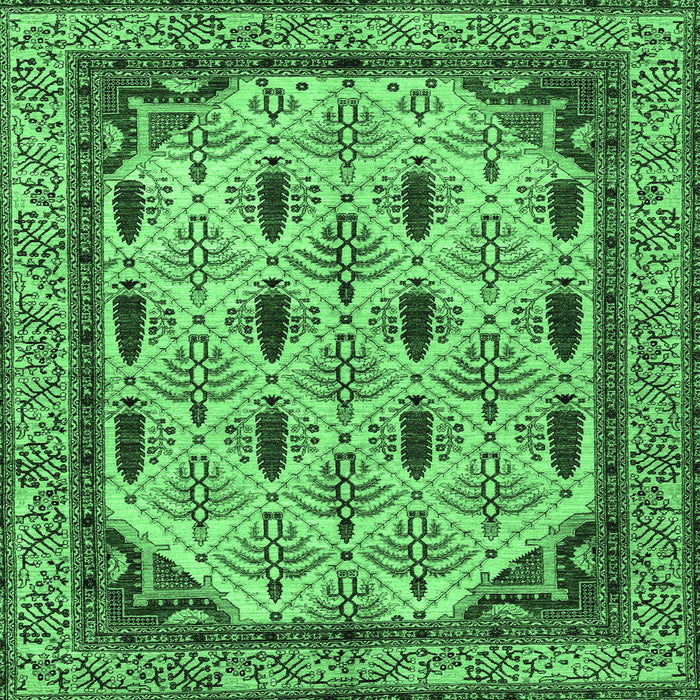 Square Abstract Emerald Green Modern Rug, abs4156emgrn
