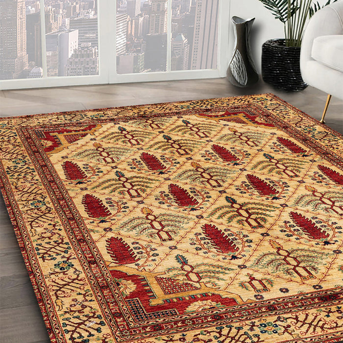 Abstract Orange Modern Rug in Family Room, abs4156