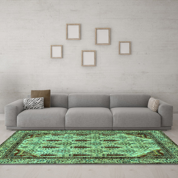 Machine Washable Abstract Turquoise Modern Area Rugs in a Living Room,, wshabs4156turq