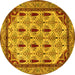 Round Abstract Yellow Modern Rug, abs4156yw