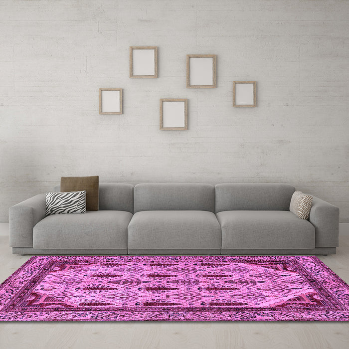 Machine Washable Abstract Purple Modern Area Rugs in a Living Room, wshabs4156pur