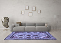 Machine Washable Abstract Blue Modern Rug, wshabs4156blu