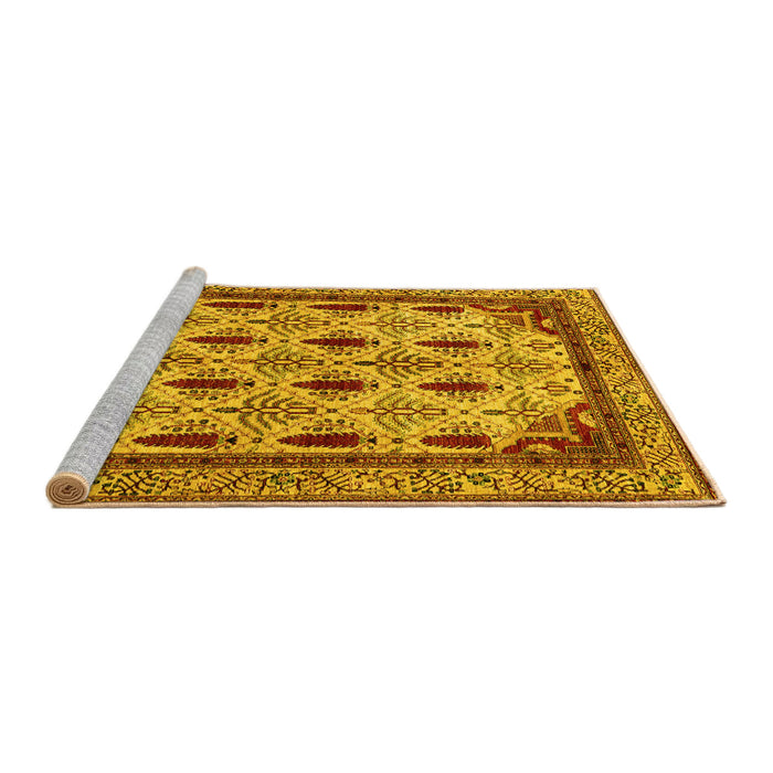 Sideview of Machine Washable Abstract Yellow Modern Rug, wshabs4156yw