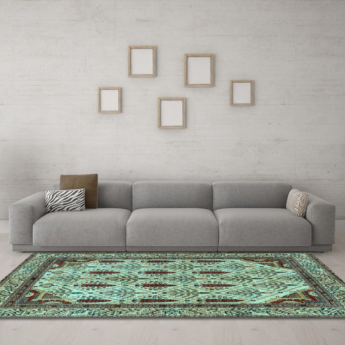 Machine Washable Abstract Light Blue Modern Rug in a Living Room, wshabs4156lblu