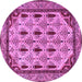 Round Machine Washable Abstract Purple Modern Area Rugs, wshabs4156pur