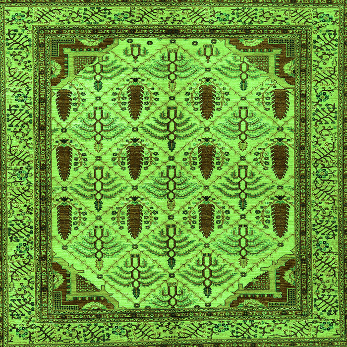 Square Machine Washable Abstract Green Modern Area Rugs, wshabs4156grn