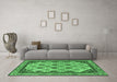 Machine Washable Abstract Emerald Green Modern Area Rugs in a Living Room,, wshabs4156emgrn