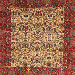 Square Machine Washable Abstract Gold Rug, wshabs4157