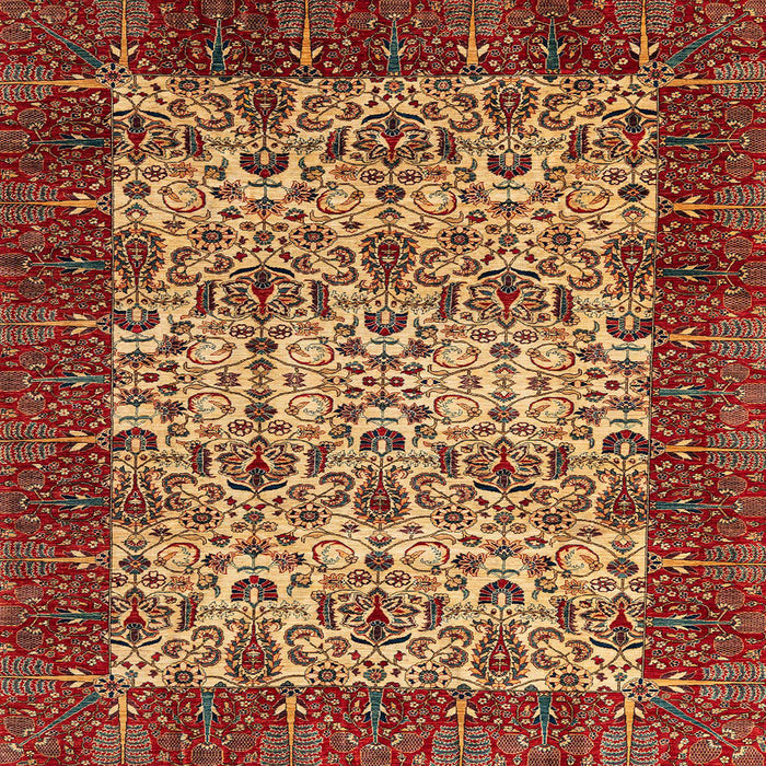 Square Machine Washable Abstract Gold Rug, wshabs4157