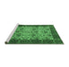 Sideview of Machine Washable Abstract Emerald Green Modern Area Rugs, wshabs4157emgrn