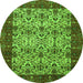 Round Machine Washable Abstract Green Modern Area Rugs, wshabs4157grn