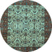 Round Abstract Light Blue Modern Rug, abs4157lblu