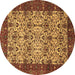 Round Abstract Brown Modern Rug, abs4157brn