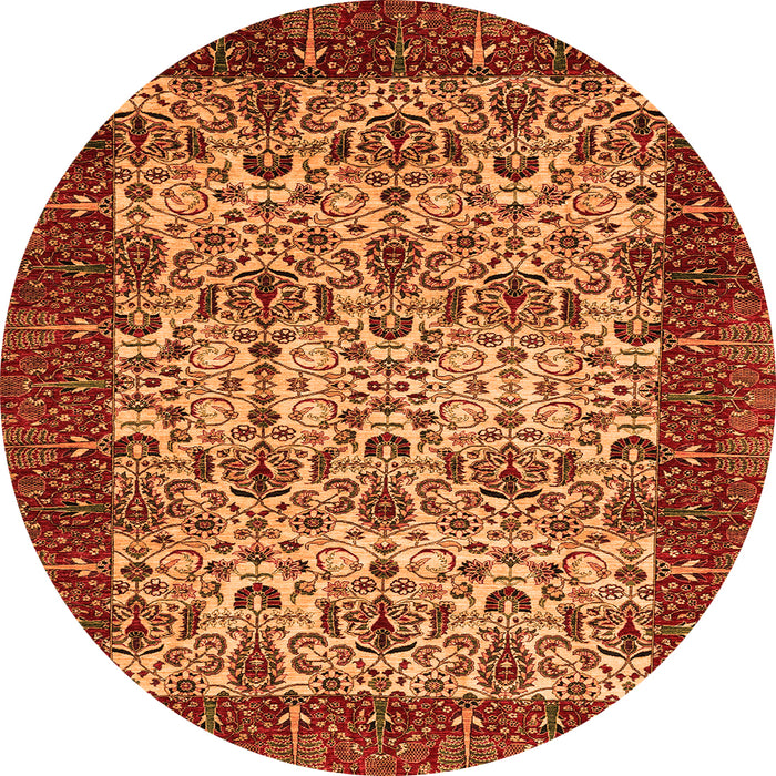Round Abstract Orange Modern Rug, abs4157org