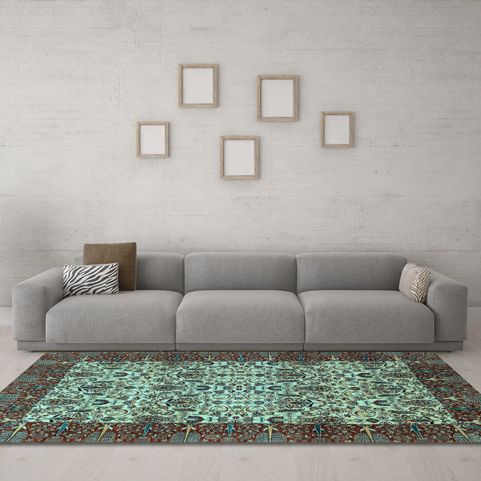 Machine Washable Abstract Light Blue Modern Rug in a Living Room, wshabs4157lblu