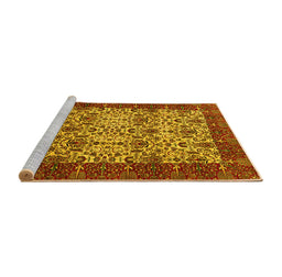 Sideview of Machine Washable Abstract Yellow Modern Rug, wshabs4157yw